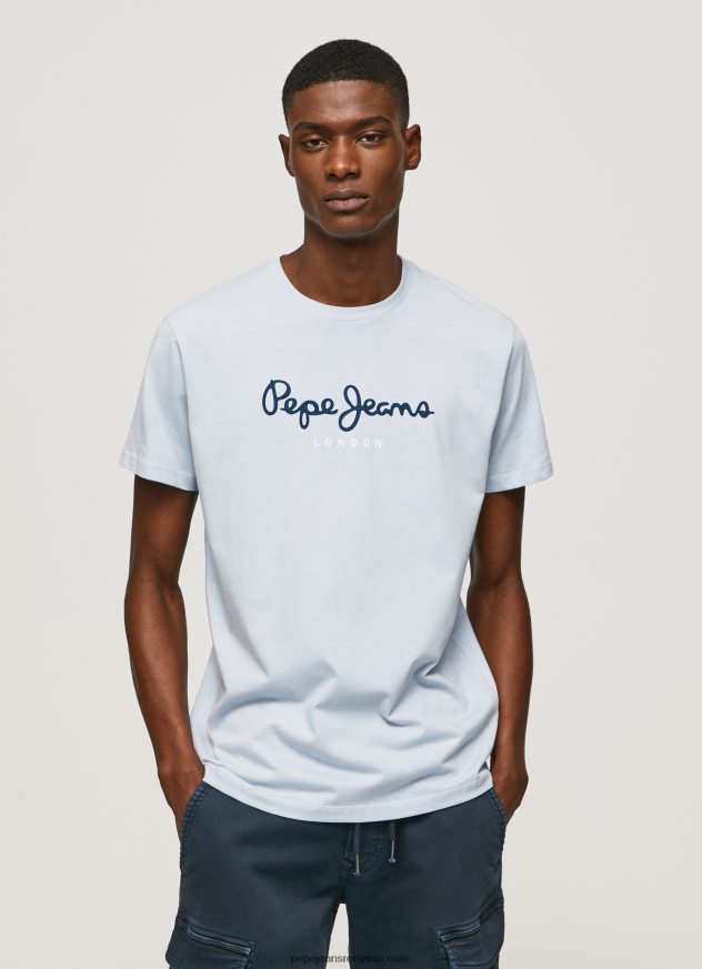 tricou din bumbac cu logo imprimat bărbați Pepe Jeans albastru înălbitor 6Z0R46933