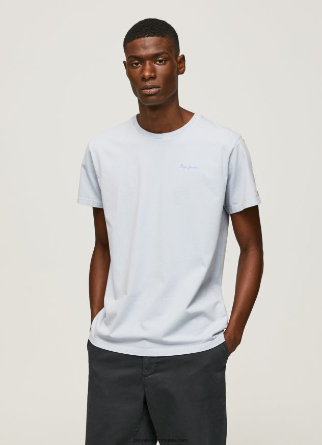 tricou din bumbac cu logo imprimat bărbați Pepe Jeans albastru înălbitor 6Z0R46947