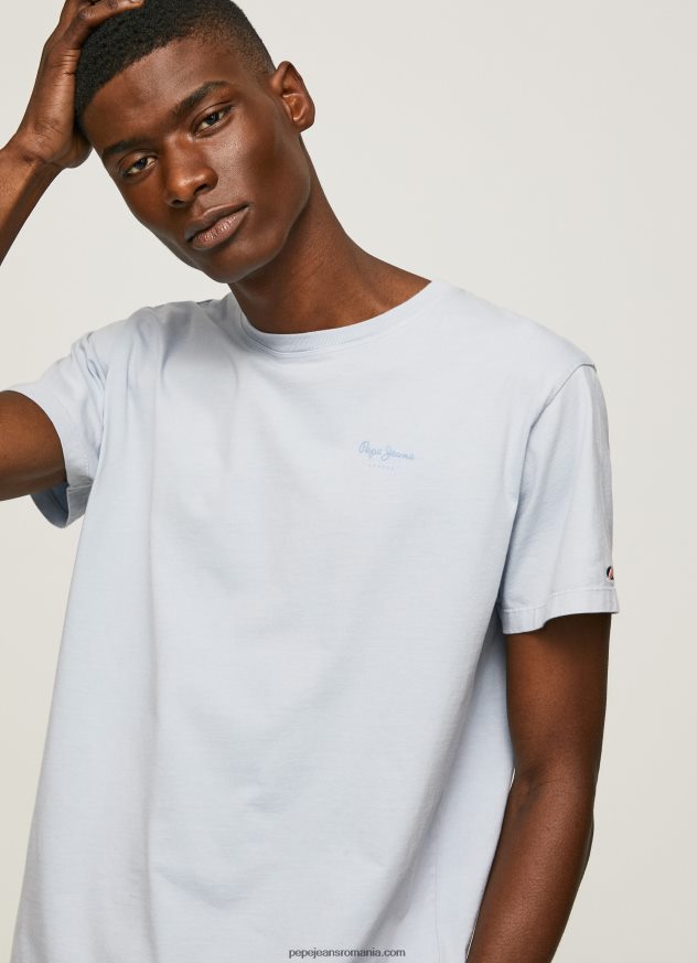 tricou din bumbac cu logo imprimat bărbați Pepe Jeans albastru înălbitor 6Z0R46947