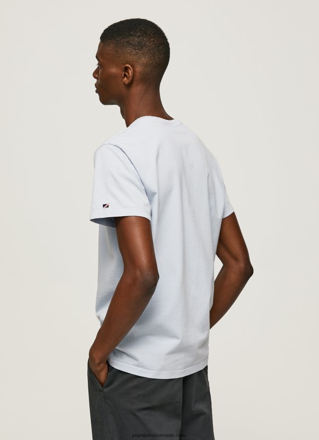 tricou din bumbac cu logo imprimat bărbați Pepe Jeans albastru înălbitor 6Z0R46947