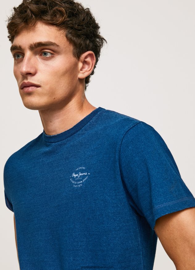 tricou din bumbac cu logo imprimat bărbați Pepe Jeans indigo 6Z0R46968