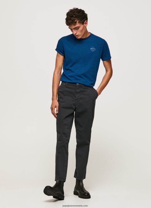 tricou din bumbac cu logo imprimat bărbați Pepe Jeans indigo 6Z0R46968