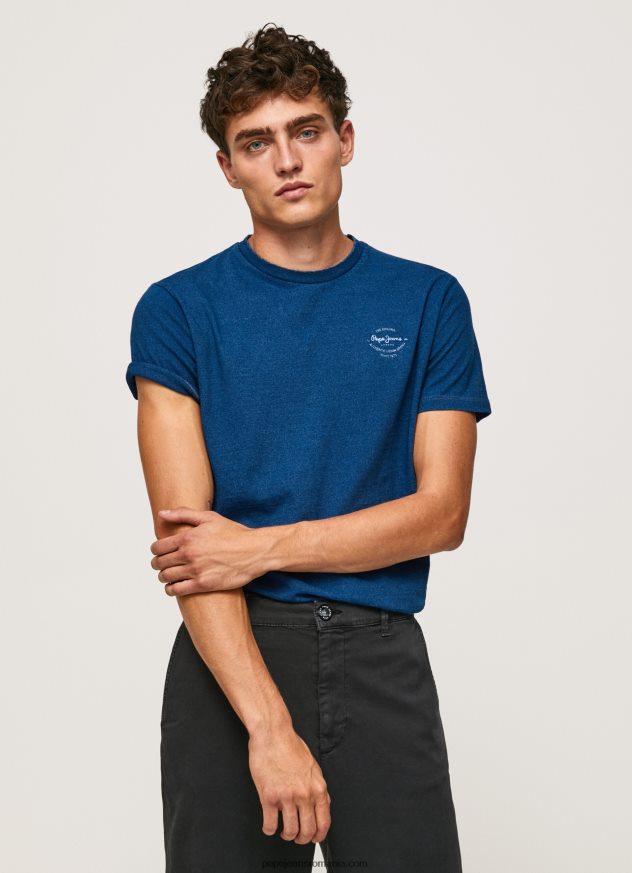 tricou din bumbac cu logo imprimat bărbați Pepe Jeans indigo 6Z0R46968