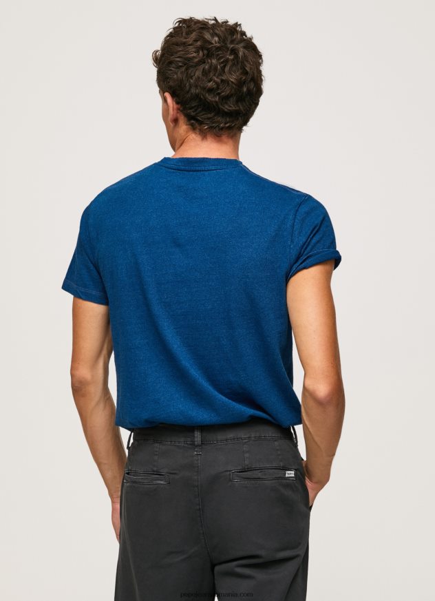 tricou din bumbac cu logo imprimat bărbați Pepe Jeans indigo 6Z0R46968