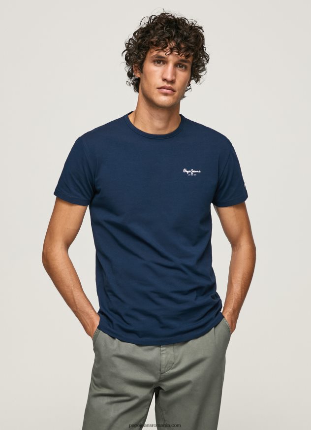 tricou din bumbac cu logo imprimat bărbați Pepe Jeans marina 6Z0R461010