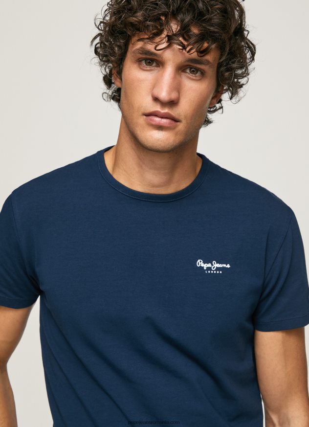 tricou din bumbac cu logo imprimat bărbați Pepe Jeans marina 6Z0R461010