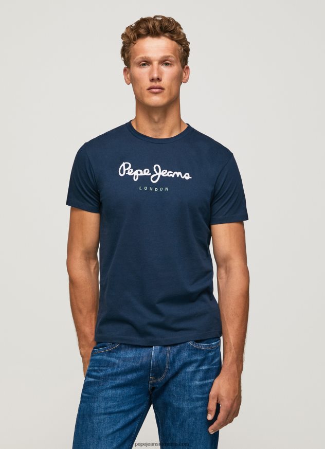 tricou din bumbac cu logo imprimat bărbați Pepe Jeans marina 6Z0R46999