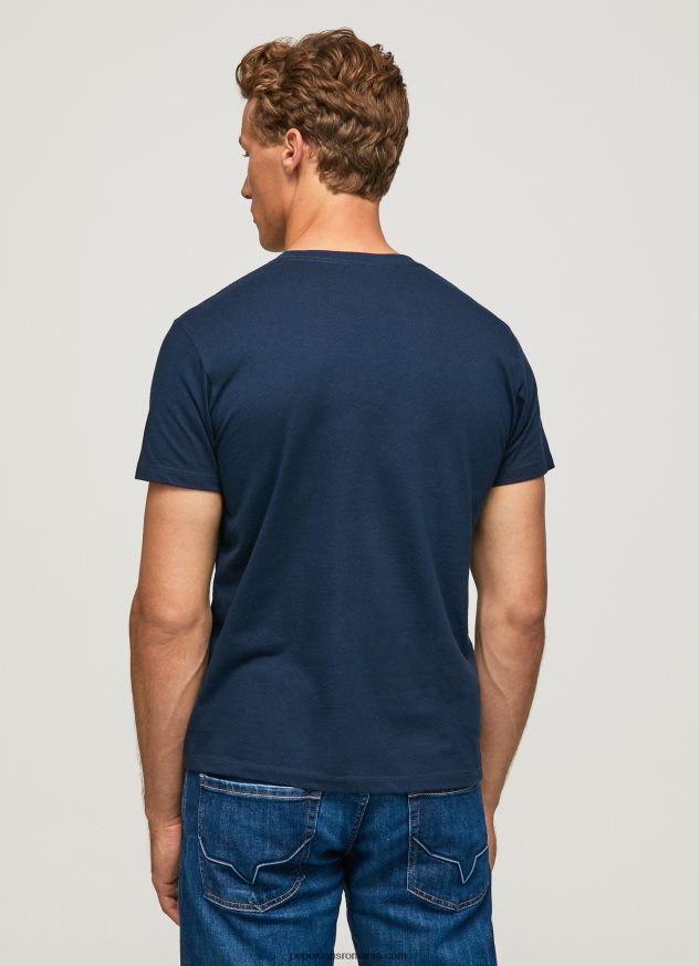tricou din bumbac cu logo imprimat bărbați Pepe Jeans marina 6Z0R46999
