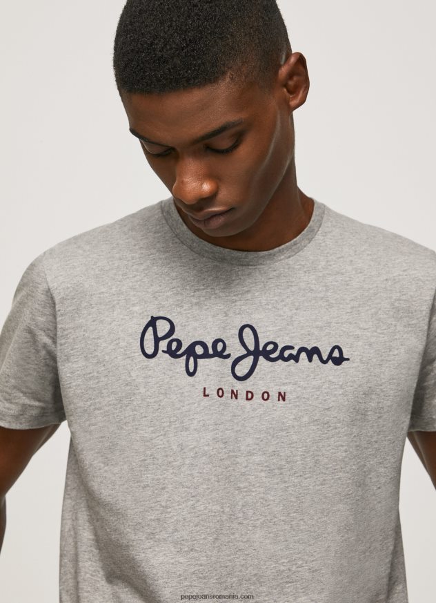 tricou din bumbac cu logo imprimat bărbați Pepe Jeans marnă cenușie 6Z0R461001