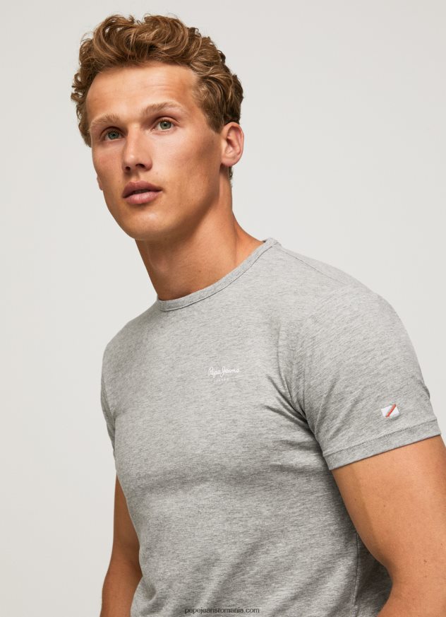 tricou din bumbac cu logo imprimat bărbați Pepe Jeans marnă cenușie 6Z0R461013