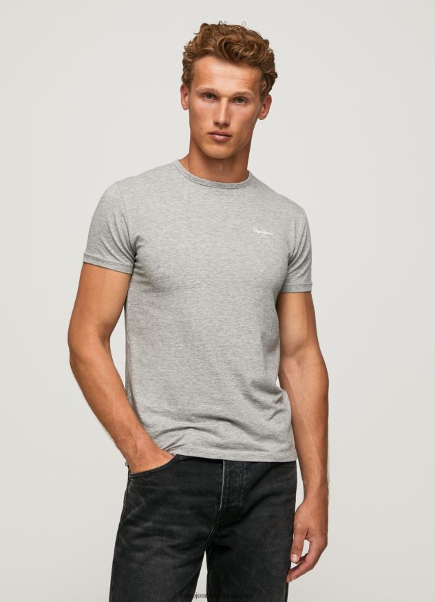 tricou din bumbac cu logo imprimat bărbați Pepe Jeans marnă cenușie 6Z0R461013