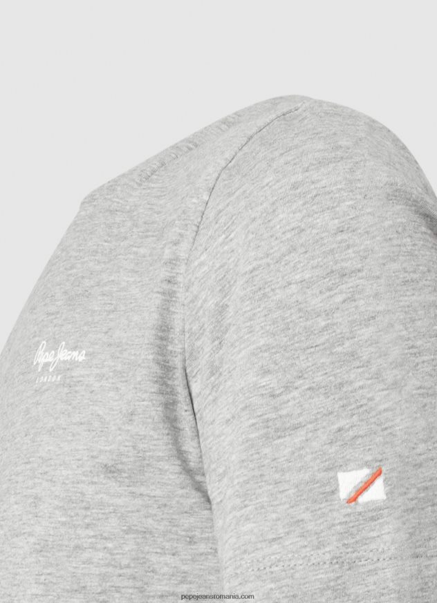 tricou din bumbac cu logo imprimat bărbați Pepe Jeans marnă cenușie 6Z0R461013
