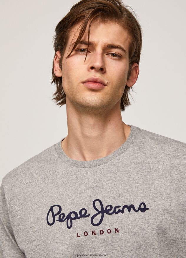 tricou din bumbac cu logo imprimat bărbați Pepe Jeans marnă cenușie 6Z0R461017