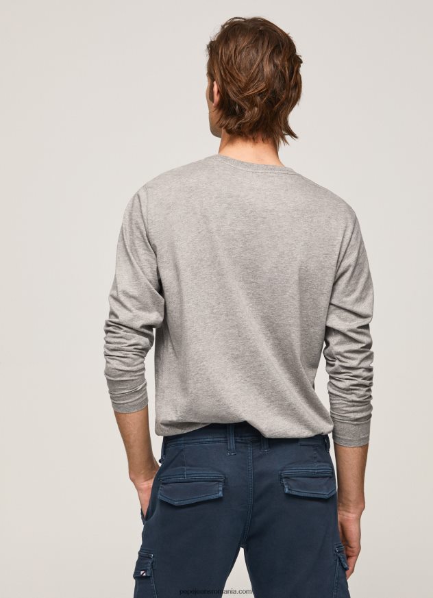 tricou din bumbac cu logo imprimat bărbați Pepe Jeans marnă cenușie 6Z0R461017