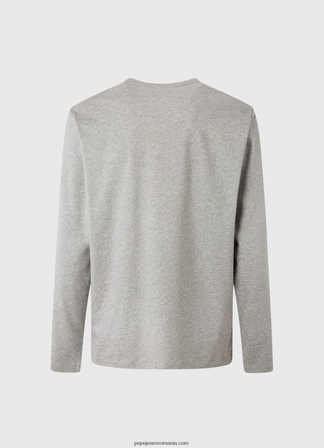 tricou din bumbac cu logo imprimat bărbați Pepe Jeans marnă cenușie 6Z0R461017