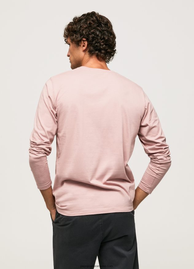 tricou din bumbac cu logo imprimat bărbați Pepe Jeans înălbitor roz 6Z0R46915