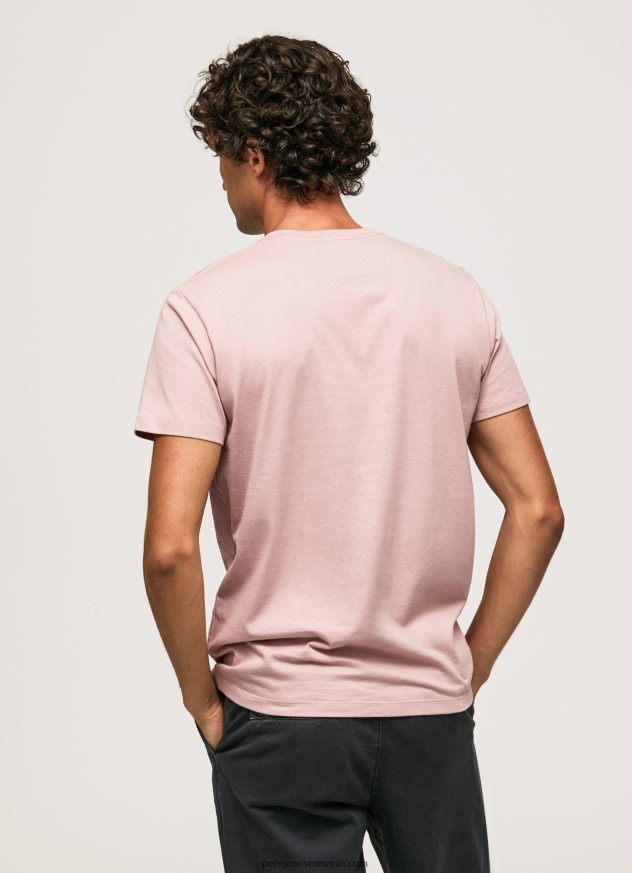 tricou din bumbac cu logo imprimat bărbați Pepe Jeans înălbitor roz 6Z0R46917