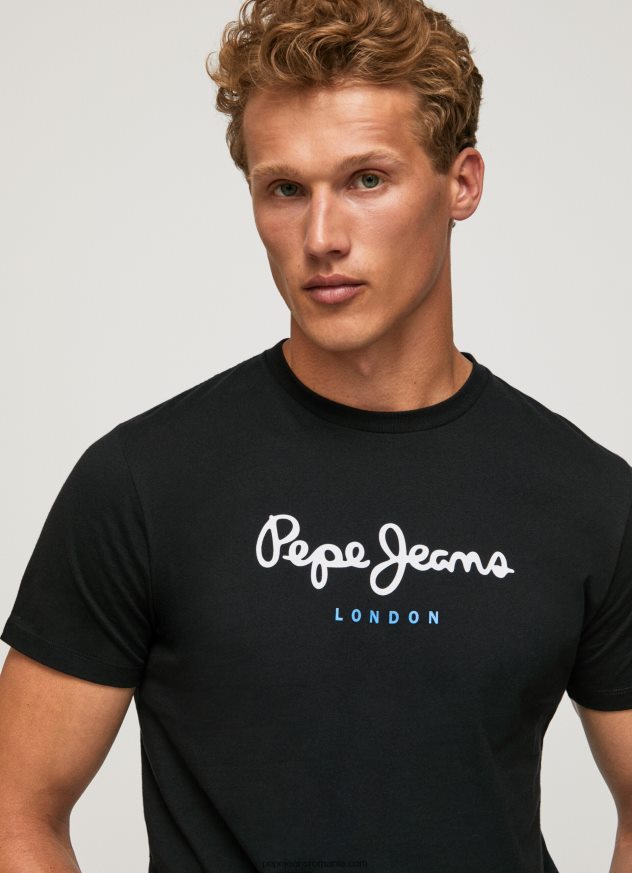 tricou din bumbac cu logo imprimat bărbați Pepe Jeans negru 6Z0R461000