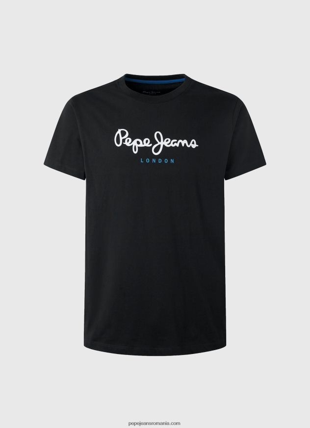 tricou din bumbac cu logo imprimat bărbați Pepe Jeans negru 6Z0R461000
