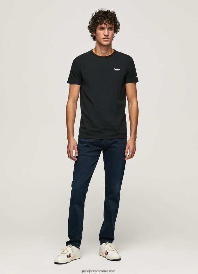 tricou din bumbac cu logo imprimat bărbați Pepe Jeans negru 6Z0R461012