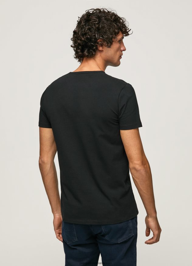 tricou din bumbac cu logo imprimat bărbați Pepe Jeans negru 6Z0R461012