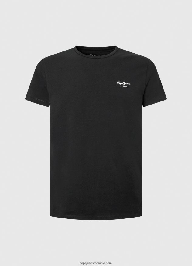 tricou din bumbac cu logo imprimat bărbați Pepe Jeans negru 6Z0R461012