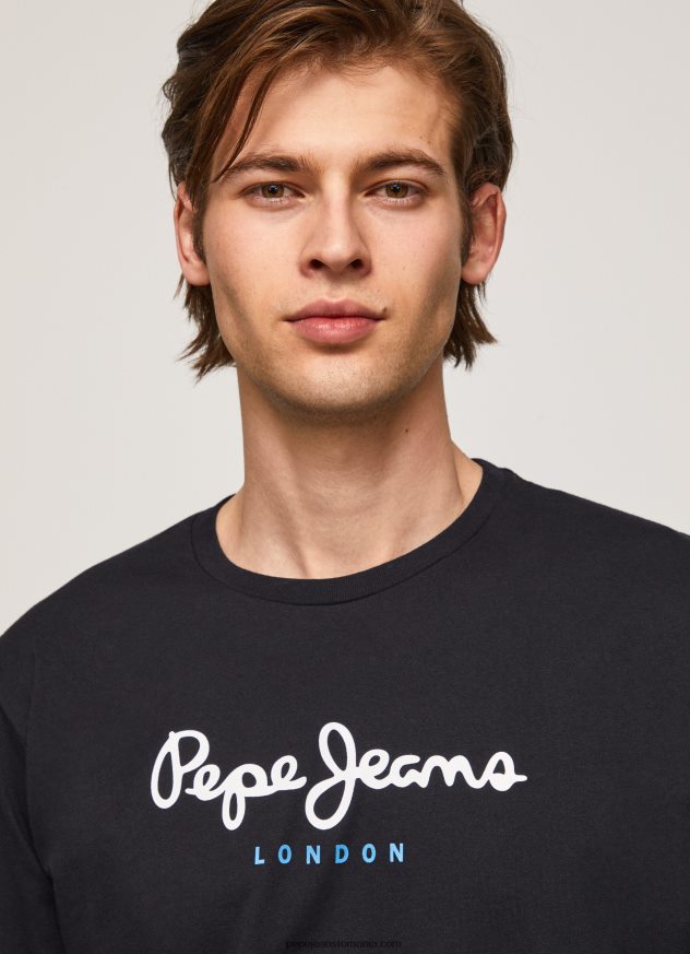 tricou din bumbac cu logo imprimat bărbați Pepe Jeans negru 6Z0R461019
