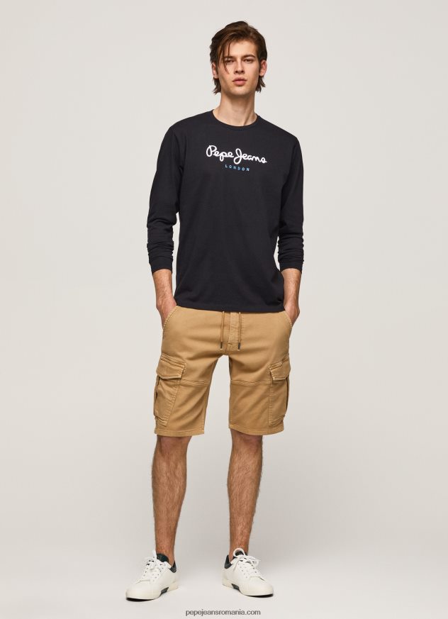 tricou din bumbac cu logo imprimat bărbați Pepe Jeans negru 6Z0R461019