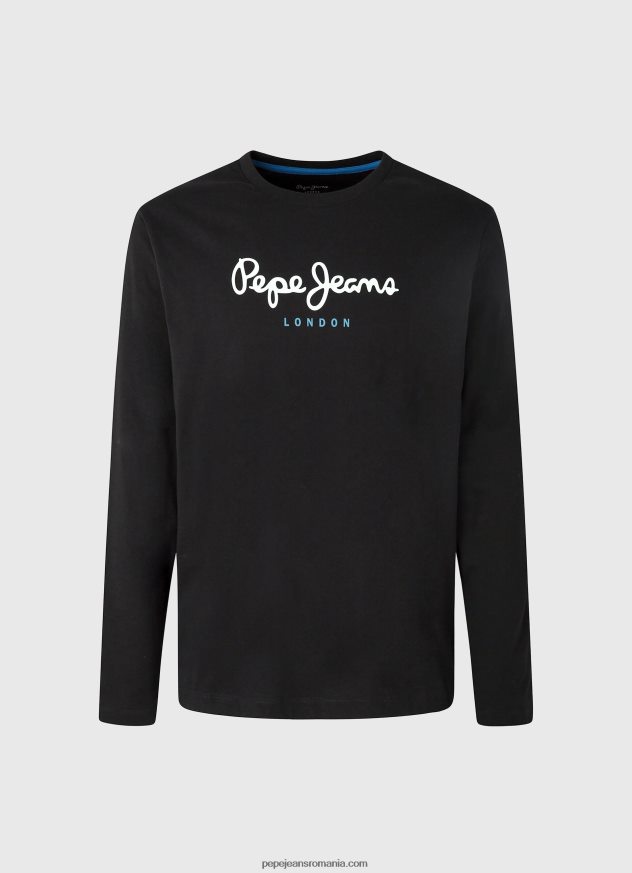 tricou din bumbac cu logo imprimat bărbați Pepe Jeans negru 6Z0R461019