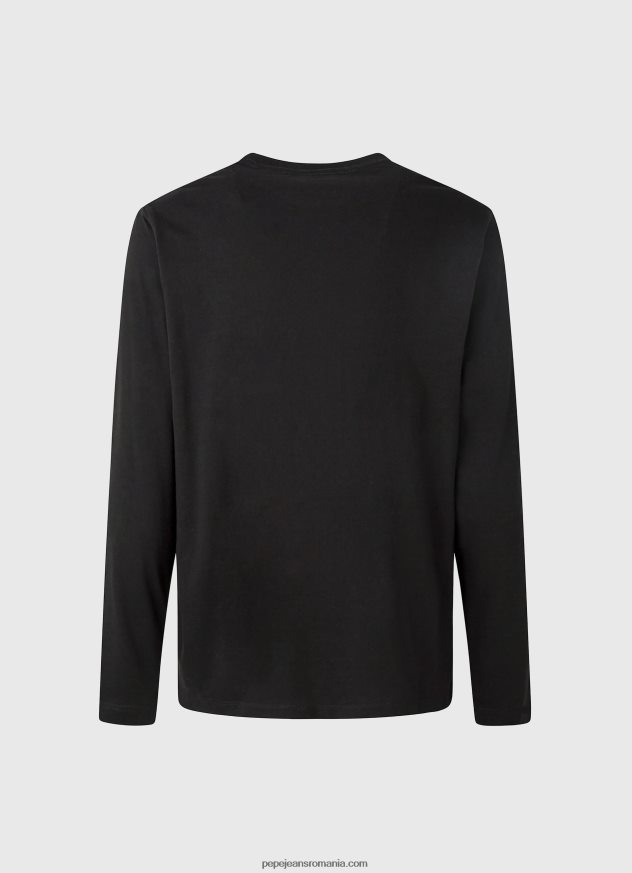 tricou din bumbac cu logo imprimat bărbați Pepe Jeans negru 6Z0R461019