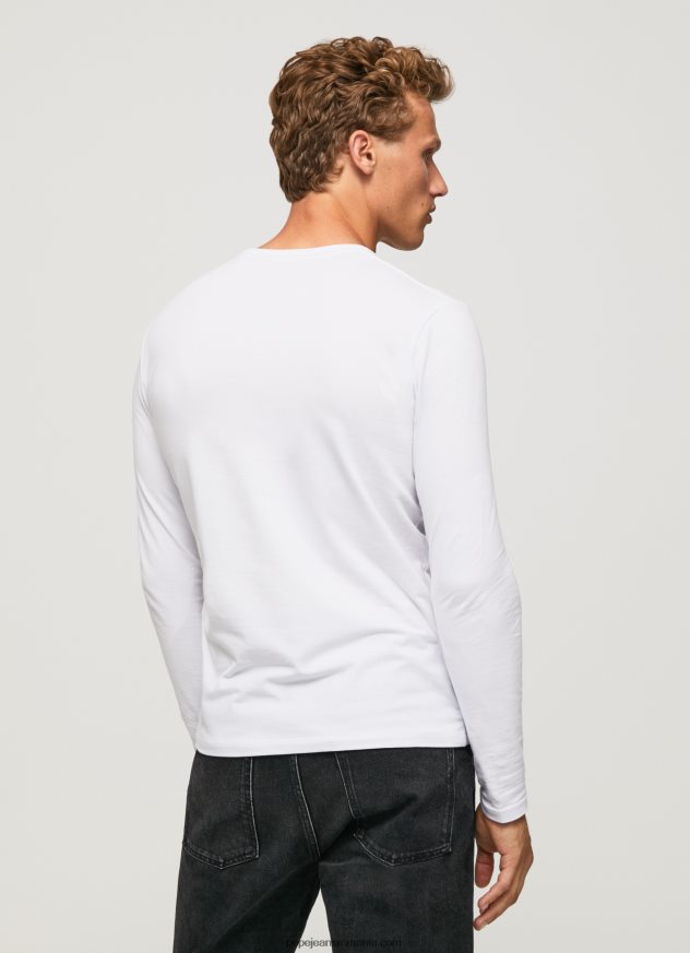 tricou din bumbac cu maneca lunga bărbați Pepe Jeans alb 6Z0R461007