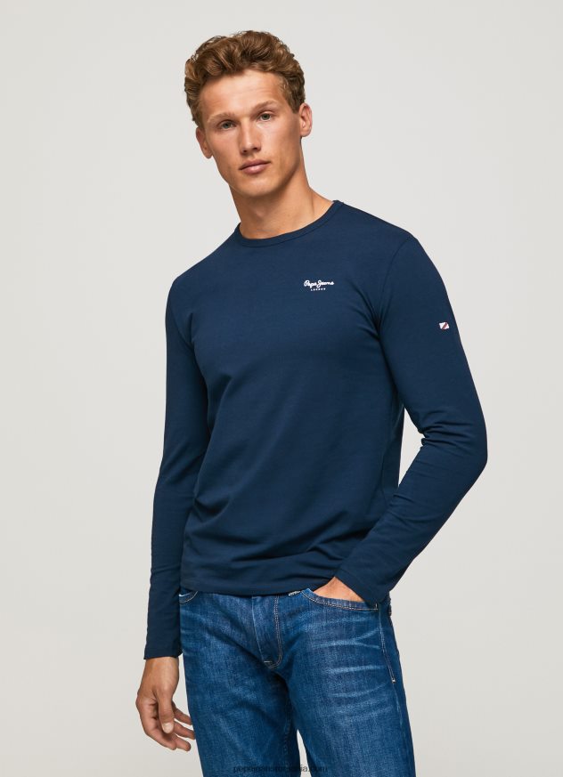 tricou din bumbac cu maneca lunga bărbați Pepe Jeans marina 6Z0R461009