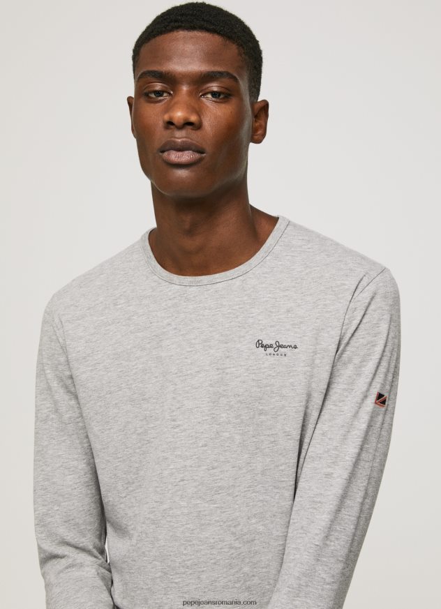 tricou din bumbac cu maneca lunga bărbați Pepe Jeans marnă cenușie 6Z0R461006