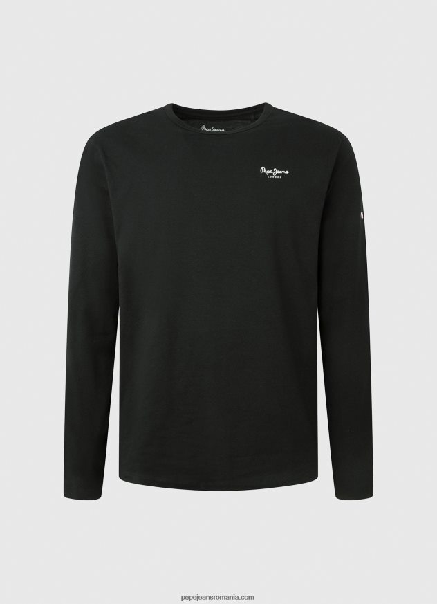 tricou din bumbac cu maneca lunga bărbați Pepe Jeans negru 6Z0R461008