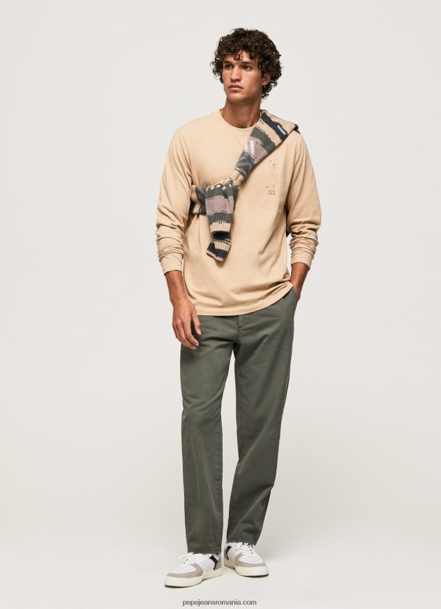 tricou din bumbac cu maneca lunga bărbați Pepe Jeans piatră 6Z0R46913