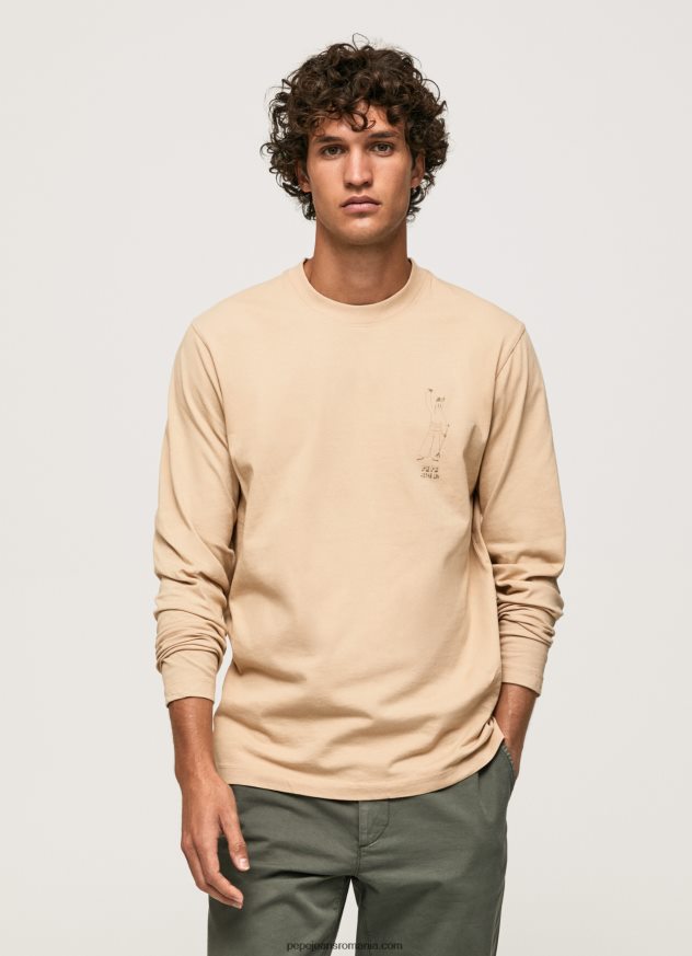 tricou din bumbac cu maneca lunga bărbați Pepe Jeans piatră 6Z0R46913