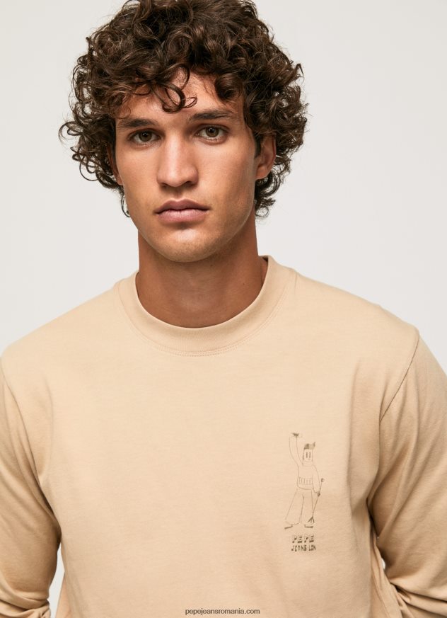 tricou din bumbac cu maneca lunga bărbați Pepe Jeans piatră 6Z0R46913
