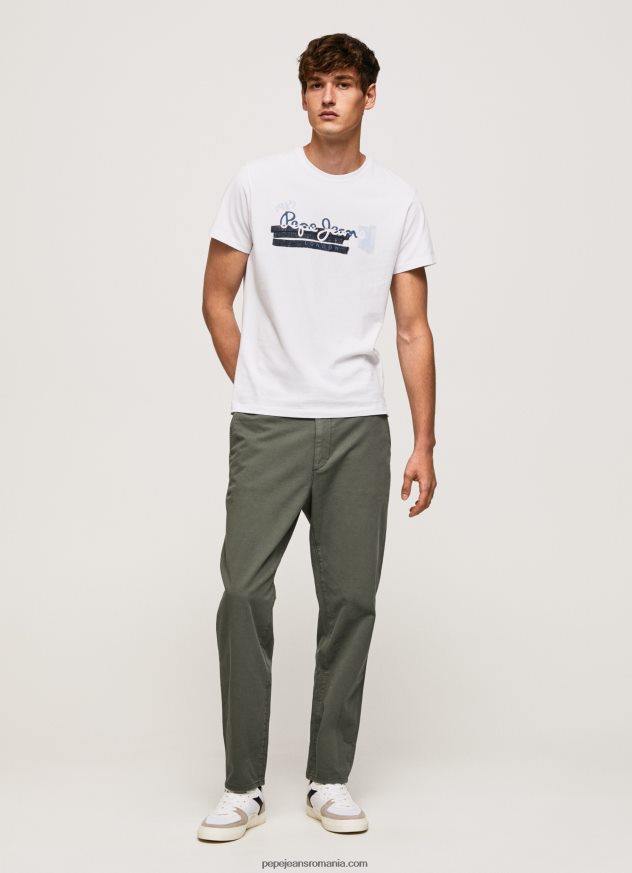 tricou din bumbac cu sigla perii bărbați Pepe Jeans alb 6Z0R46930