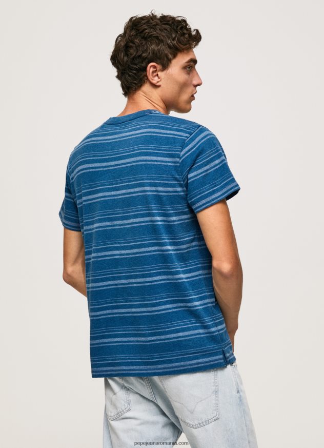 tricou din bumbac imprimat cu dungi bărbați Pepe Jeans indigo 6Z0R46966