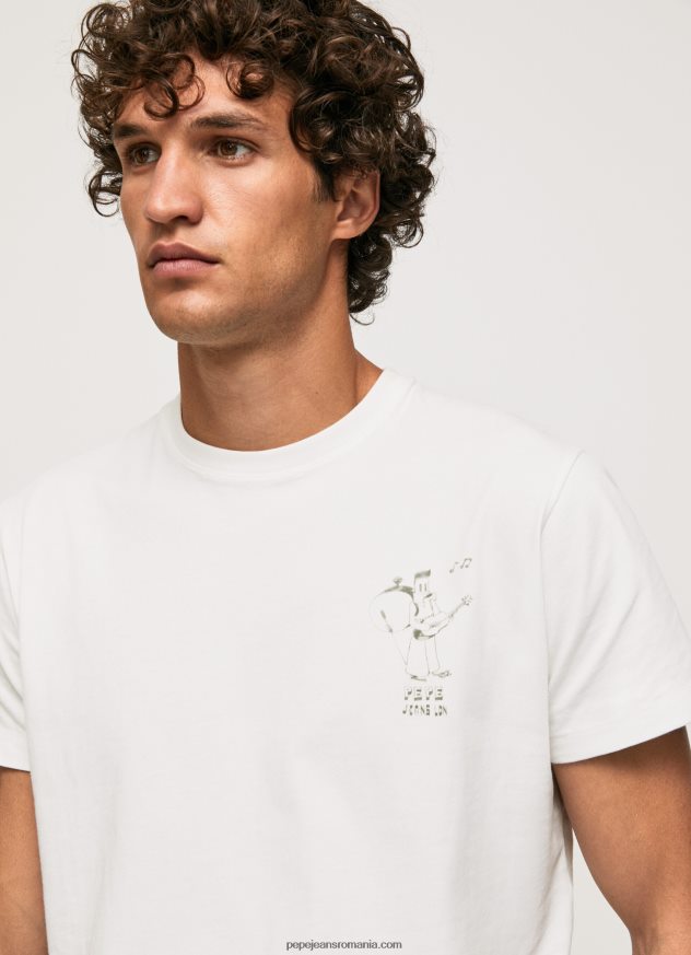 tricou din bumbac spalat si vopsit bărbați Pepe Jeans alb 6Z0R46942
