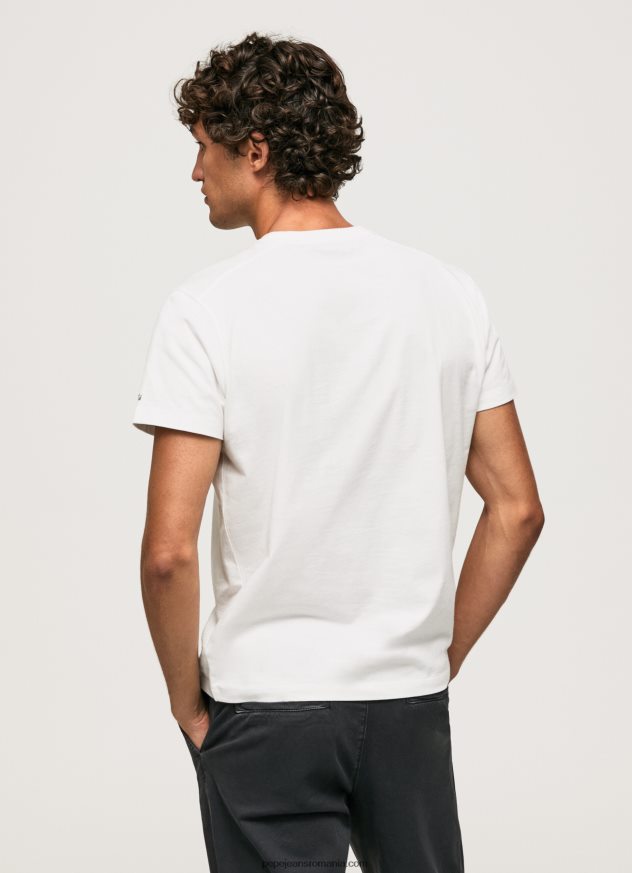 tricou din bumbac spalat si vopsit bărbați Pepe Jeans alb 6Z0R46942