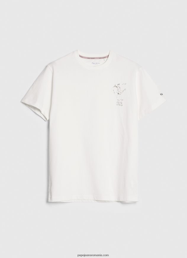 tricou din bumbac spalat si vopsit bărbați Pepe Jeans alb 6Z0R46942