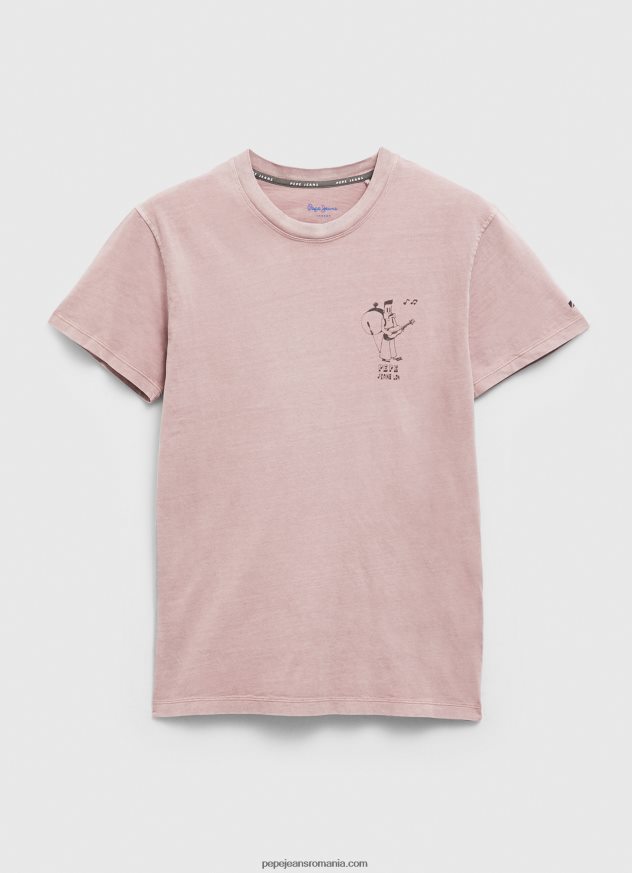 tricou din bumbac spalat si vopsit bărbați Pepe Jeans înălbitor roz 6Z0R46928
