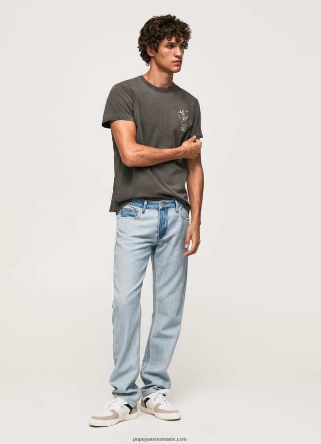 tricou din bumbac spalat si vopsit bărbați Pepe Jeans negru spalat 6Z0R46941