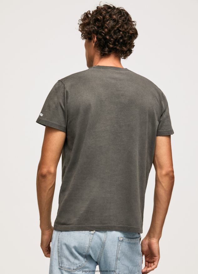 tricou din bumbac spalat si vopsit bărbați Pepe Jeans negru spalat 6Z0R46941