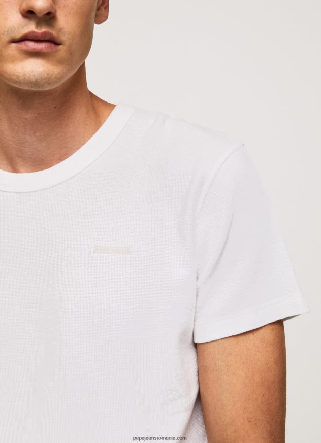 tricou din bumbac tricot waffle bărbați Pepe Jeans alb 6Z0R46960