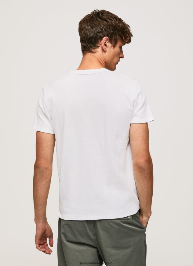 tricou din bumbac tricot waffle bărbați Pepe Jeans alb 6Z0R46960