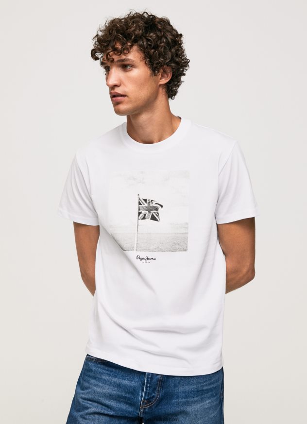 tricou din bumbac union jack flag bărbați Pepe Jeans alb 6Z0R46945