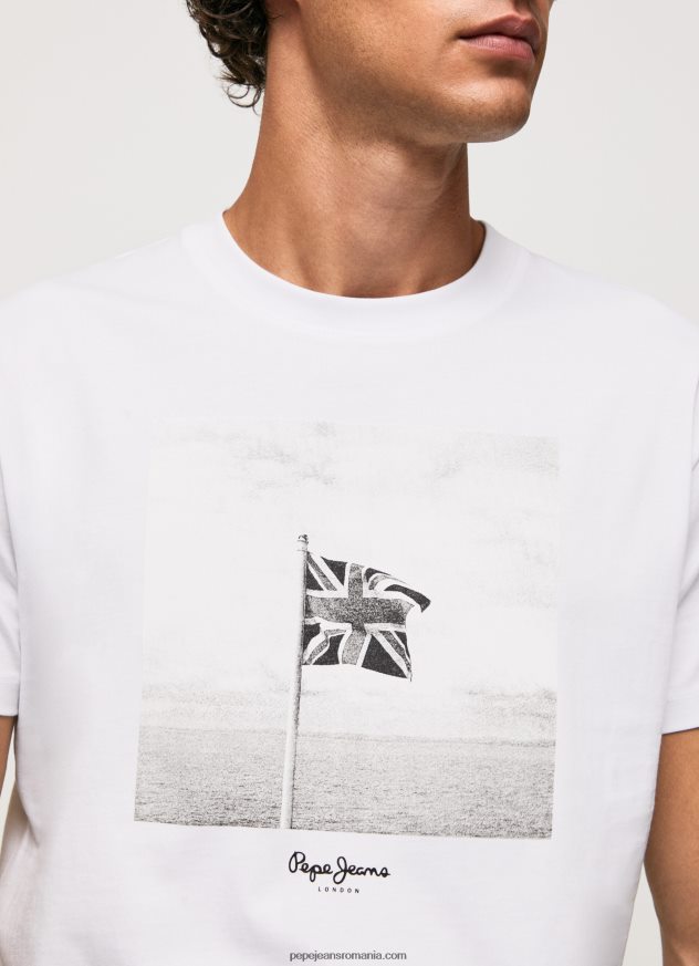 tricou din bumbac union jack flag bărbați Pepe Jeans alb 6Z0R46945