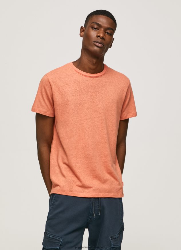 tricou simplu din bumbac bărbați Pepe Jeans portocala de dovleac 6Z0R46995